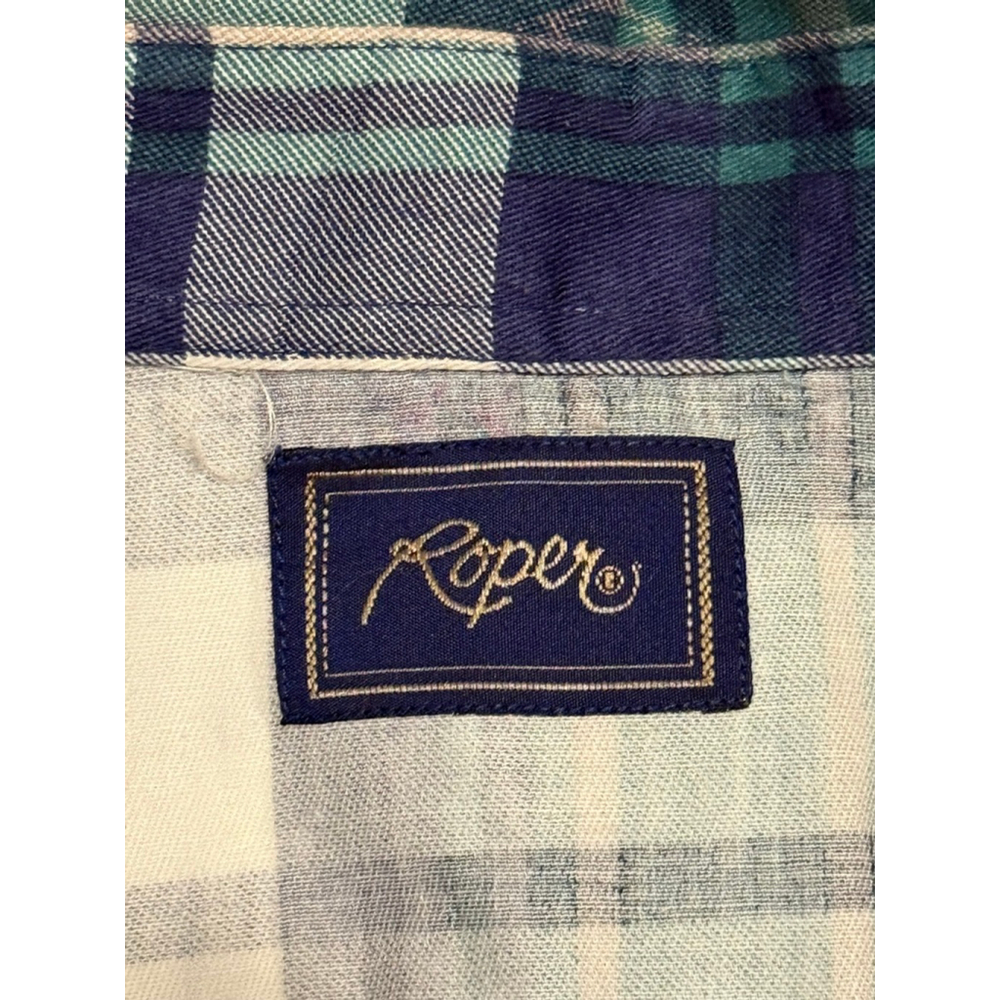 Roper Men’s Western Pearl Snap Cowboy Shirt Sz XL Rodeo Navy/Green Plaid Pocket​ - Picture 8 of 8